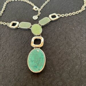 Napier Silver Necklace with Olive and Teal Accents